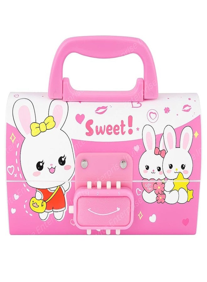 Invite Enterprise Invite Cute Sweet Pencil Case Suitcase Style Password Lock Pencil Case, Multi-Layer Pencil Box for Kids, Boys, Girls, Stationary Organizer Box, Birthday Return Gift for Kids(Sweet Pink-SPB) - Image 1